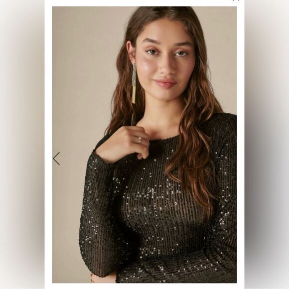 Lucky brand sequin knit tops size M - Picture 4 of 10